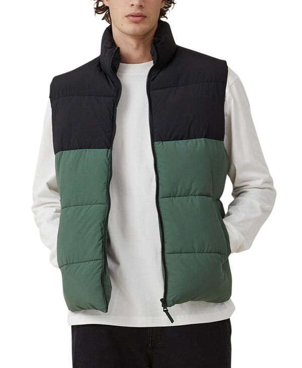 【送料無料】 コットンオン メンズ ベスト ダウンベスト アウター Men 039 s Mother Puffer Vest Green Panel