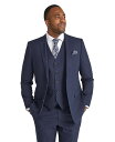  ジョニー ビッグ メンズ ジャケット・ブルゾン アウター Men's Big & Tall Damon Check Suit Jacket Navy