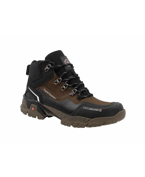 【送料無料】 スイスブランド メンズ ブーツ・レインブーツ ハイキングシューズ シューズ Leather Hiking Boot Alpes By Swiss brand Brown