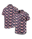  フォコ メンズ シャツ トップス Men's Navy Cleveland Guardians Floral Linen Button-Up Shirt Navy