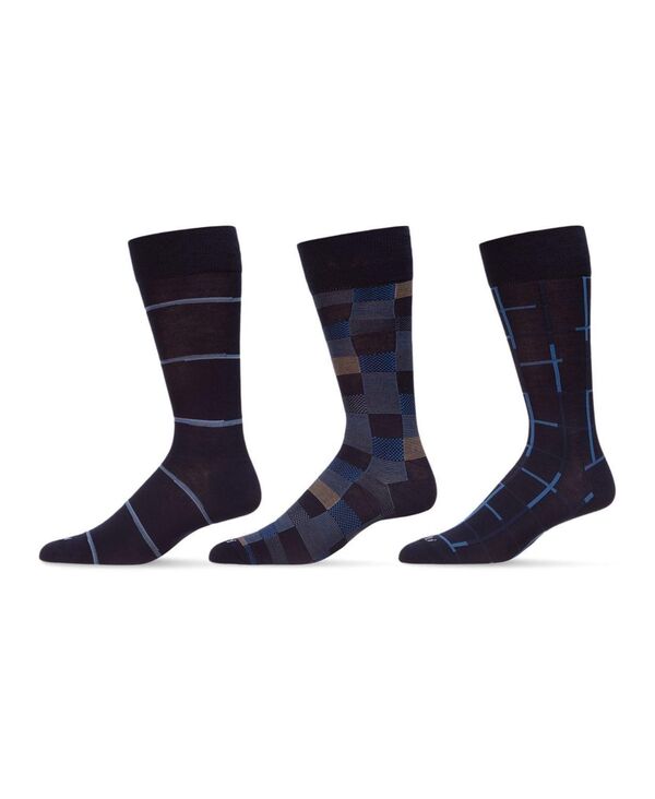 【送料無料】 メモイ メンズ 靴下 アンダーウェア Men's Basic Assortment Socks Pack of 3 Navy
