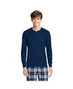 【送料無料】 ランズエンド メンズ Tシャツ トップス Men 039 s Big Tall Knit Rib Pajama Henley T-Shirt Deep sea navy