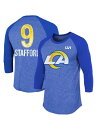 【送料無料】 マジェスティック メンズ Tシャツ トップス Men 039 s Threads Matthew Stafford Royal Los Angeles Rams Super Bowl LVI Name Number Raglan 3/4 Sleeve T-shirt Royal