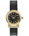 yz T@g[ tFK fB[X rv ANZT[ Women's Gancini Swiss Black Leather Strap Watch 28mm Ip Yellow Gold