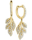 yz GtB[ fB[X sAXECO ANZT[ EFFY&reg; Diamond Leaf Dangle Hoop Earrings (5/8 ct. t.w.) in 14k Gold 14K Gold