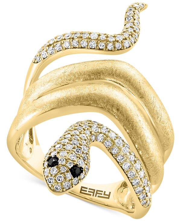 【送料無料】 エフィー レディース リング アクセサリー EFFY&reg; White Diamond (1/2 ct. t.w.) & Black Diamond Accent Snake Ring in 14k Gold 14K Gold