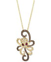 【送料無料】 ル ヴァン レディース ネックレス チョーカー ペンダントトップ アクセサリー Chocolate Diamond (1/3 ct. t.w.) Nude Diamond (1/2 ct. t.w.) Passion Ruby (1/20 ct .t.w.) Octopus 20 Adjustable Pendant Necklace in 14k Gold 14K Honey Gold Pendant