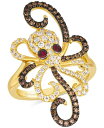 【送料無料】 ル ヴァン レディース リング アクセサリー Chocolate Diamond (1/3 ct. t.w.) Nude Diamond (1/2 ct. t.w.) Passion Ruby (1/20 ct. t.w.) Octopus Ring in 14k Gold 14K Honey Gold Ring