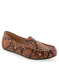 【送料無料】 エアロソールズ レディース パンプス シューズ Women's Over Drive Driving Style Loafers Tan Printed Faux Snake - Faux Leather