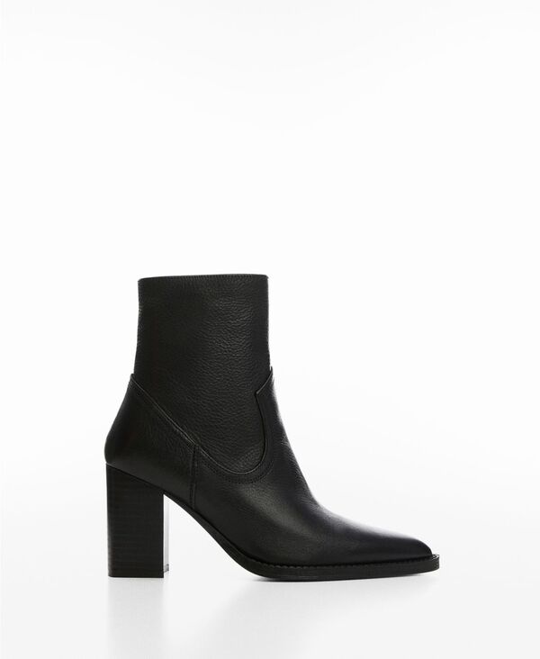 【送料無料】 マンゴ レディース パンプス シューズ Women 039 s Leather Ankle Boots Block Heels Black