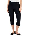 【送料無料】 ジェイエムコレクション レディース カジュアルパンツ ボトムス Petite Rivet-Detail Capri Pants Deep Black