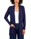 【送料無料】 ジェイエムコレクション レディース ニット・セーター カーディガン アウター Petite Open-Front Buttoned-Cuff Cardigan Intrepid Blue(4)