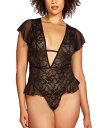 【送料無料】 ホーティ レディース ナイトウェア アンダーウェア Plus Size Plunge Neck Laced Bodysuit 1 Pc Lingerie Black