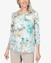 【送料無料】 アルフレッド ダナー レディース シャツ トップス Petite St.Moritz Lace Neck Textured Floral Split Hem Top Multi