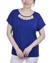 【送料無料】 ニューヨークコレクション レディース シャツ トップス Petite Short Sleeve Knit Top with Hardware Surf The Web(4)
