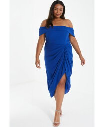 【送料無料】 クイズ レディース ワンピース トップス Women's QUIZ Women's Plus Size Chiffon Ruched Midi Dress Blue