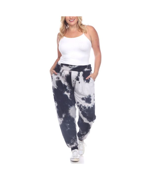 【送料無料】 ホワイトマーク レディース カジュアルパンツ ボトムス Plus Size Tie Dye Harem Pants Black