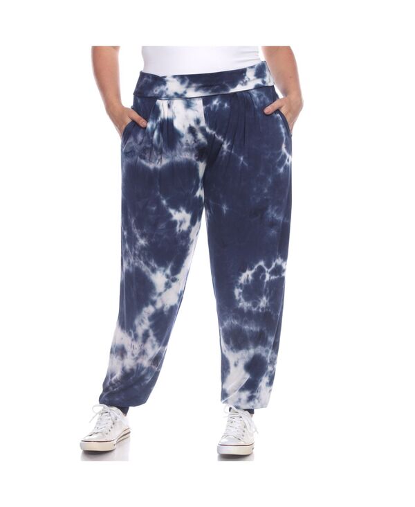 【送料無料】 ホワイトマーク レディース カジュアルパンツ ボトムス Plus Size Tie Dye Harem Pants Navy