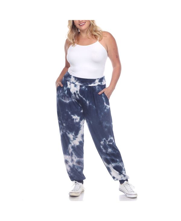 【送料無料】 ホワイトマーク レディース カジュアルパンツ ボトムス Plus Size Tie Dye Harem Pants Navy