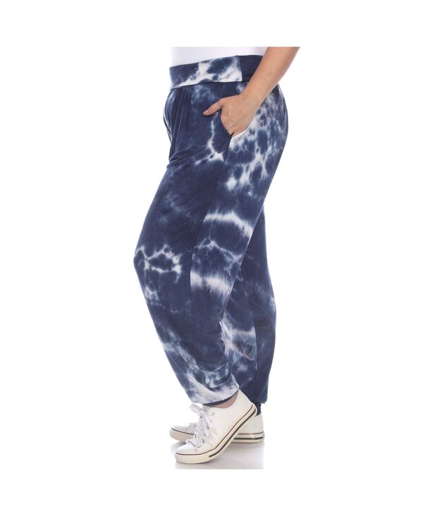 【送料無料】 ホワイトマーク レディース カジュアルパンツ ボトムス Plus Size Tie Dye Harem Pants Navy