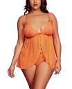 【送料無料】 ホーティ レディース ナイトウェア アンダーウェア Plus Size Laced Flyaway Babydoll and Panty 2 Pc Lingerie Set Orange