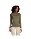 【送料無料】 ランズエンド レディース Tシャツ トップス Women 039 s Supima Cotton Long Sleeve Turtleneck T-Shirt Forest moss