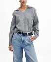 【送料無料】 マンゴ レディース ニット・セーター アウター Women's Polo Neck Shoulder Pads Pullover Gray