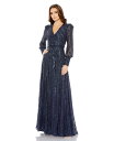 【送料無料】 マックダガル レディース ワンピース トップス Women's Beaded Lace Long Sleeve Wrap Over Gown Mi...
