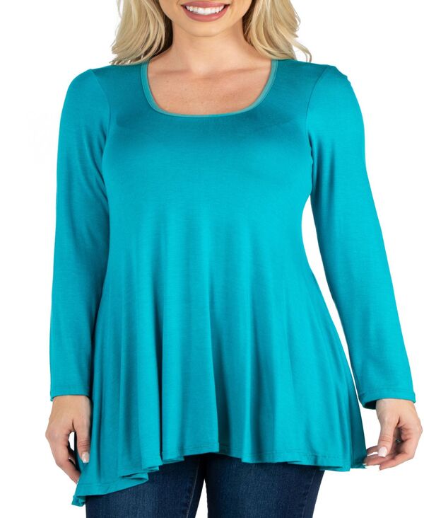 24 セブンコンフォート レディース トップス シャツ 24seven Comfort Apparel Women's Long Sleeve Swing Style Flared Tunic Top Light Green グリーン