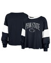 【送料無料】 47ブランド レディース Tシャツ トップス Women 039 s Navy Distressed Penn State Nittany Lions Upside Rhea Raglan Long Sleeve T-shirt Navy