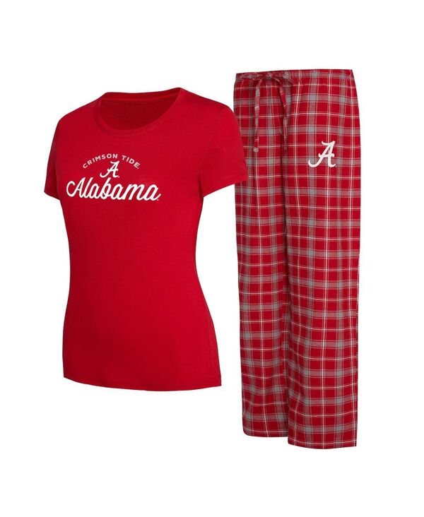 楽天ReVida 楽天市場店【送料無料】 コンセプツ スポーツ レディース ナイトウェア アンダーウェア Women's Crimson Gray Alabama Crimson Tide Arctic T-shirt and Flannel Pants Sleep Set Crimson, Gray