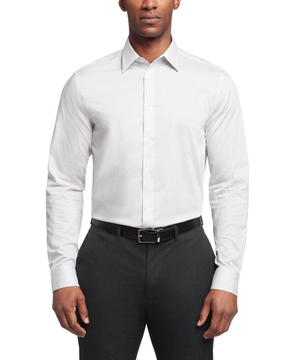 カルバン・クライン 【送料無料】 カルバンクライン メンズ シャツ トップス Men's Steel+ Regular Fit Stretch Wrinkle Resistant Dress Shirt Gray