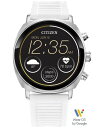 yz V`Y Y rv ANZT[ Unisex CZ Smart Wear OS White Silicone Strap Smart Watch 41mm Silver-tone