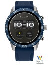 yz V`Y Y rv ANZT[ Unisex CZ Smart Wear OS Blue Silicone Strap Smart Watch 45mm Silver-tone