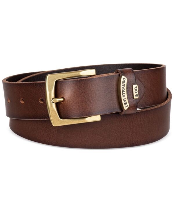 リーバイス ベルト（メンズ） 【送料無料】 リーバイス メンズ ベルト アクセサリー Men's Gold Buckle Leather Belt Brown