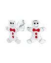 【送料無料】 ブリング メンズ ピアス イヤリング アクセサリー Small Fun Holiday Cartoon Christmas Winter Enamel Bow Tie Gingerbread man Stud Earrings For Women Teens .925 Sterling Silver Silver