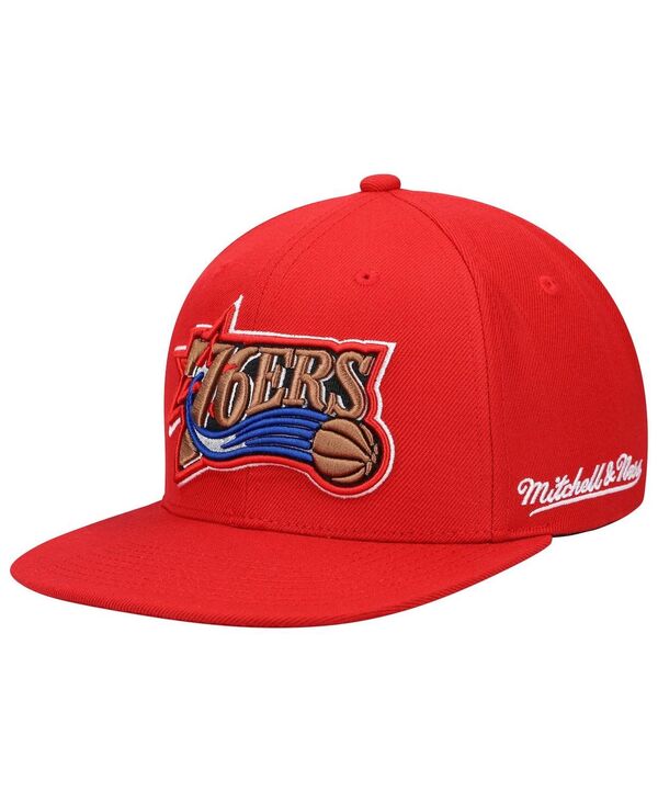 ミッチェル＆ネス 【送料無料】 ミッチェル&ネス メンズ 帽子 アクセサリー Men's Red Philadelphia 76Ers English Dropback Snapback Hat Red