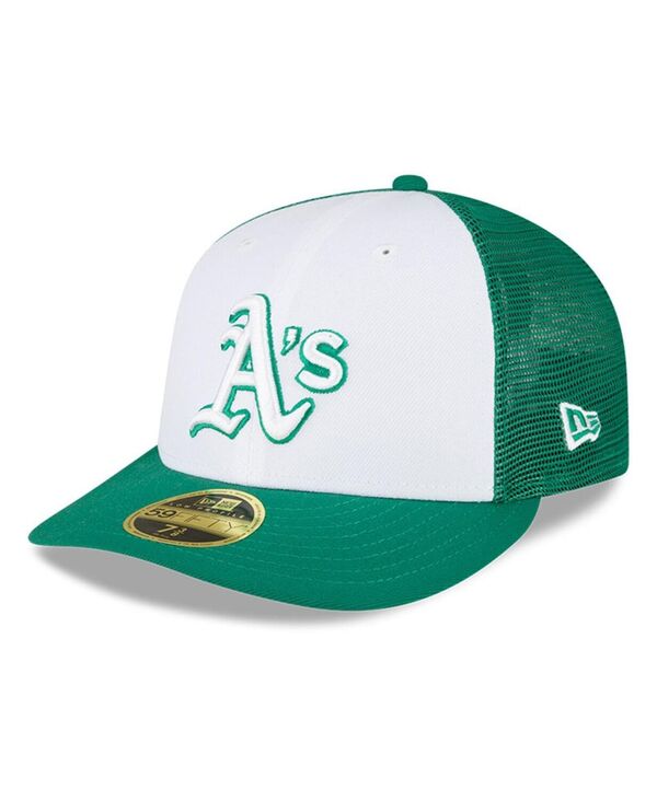 ニューエラ メンズ アクセサリー 帽子 New Era Men's White Green Oakland Athletics 2023 On-Field Batting Practice Low Profile 59FIFTY Fitted Hat White Green ホワイト(4)