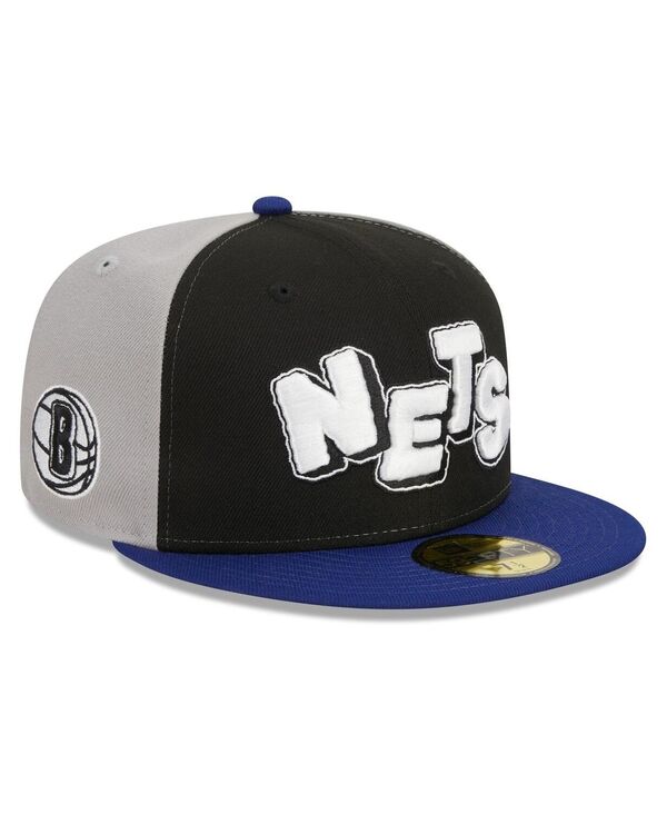 【送料無料】 ニューエラ メンズ 帽子 アクセサリー Men's Black Navy Brooklyn Nets 2023/24 City Edition 59FIFTY Fitted Hat Black, Navy