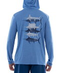 【送料無料】 ガイ ハーヴェイ メンズ パーカー・スウェット フーディー アウター Men's Scribble Bills Cationic Performance Hoodie Denim Heather