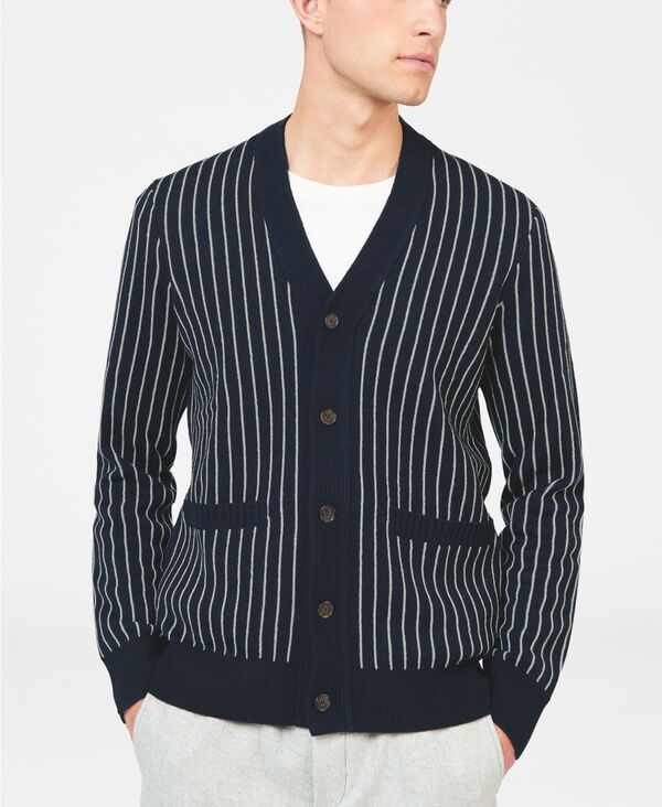 【送料無料】 ベンシャーマン メンズ ニット・セーター カーディガン アウター Men's Jacquard Cardigan Sweater Dark Navy