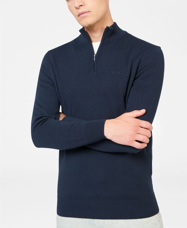 【送料無料】 ベンシャーマン メンズ ニット・セーター アウター Men's Merino Half Zip Sweater Dark Navy