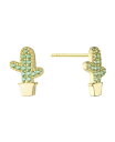 yz W[j xj[j fB[X sAXECO ANZT[ Green Nano Stones (0.42 ct.t.w) Cactus Stud Earrings in 18K Gold Plated over Sterling Silver Green