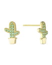 【送料無料】 ジャーニ ベルニーニ レディース ピアス・イヤリング アクセサリー Green Nano Stones (0.42 ct.t.w) Cactus Stud Earrings in 18K Gold Plated over Sterling Silver Green|詳細画像