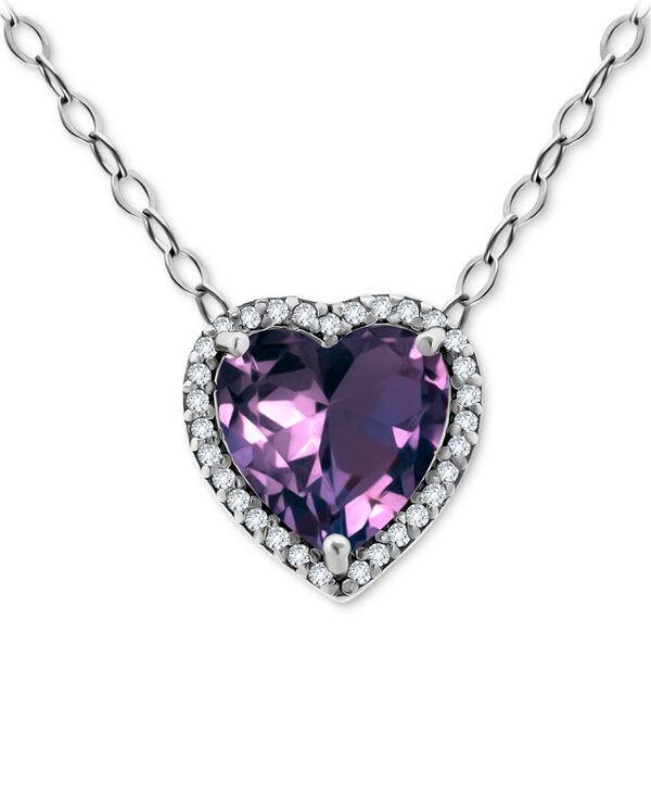 yz W[j xj[j fB[X lbNXE`[J[Ey_ggbv ANZT[ Cubic Zirconia Heart Halo Pendant Necklace in Sterling Silver 16