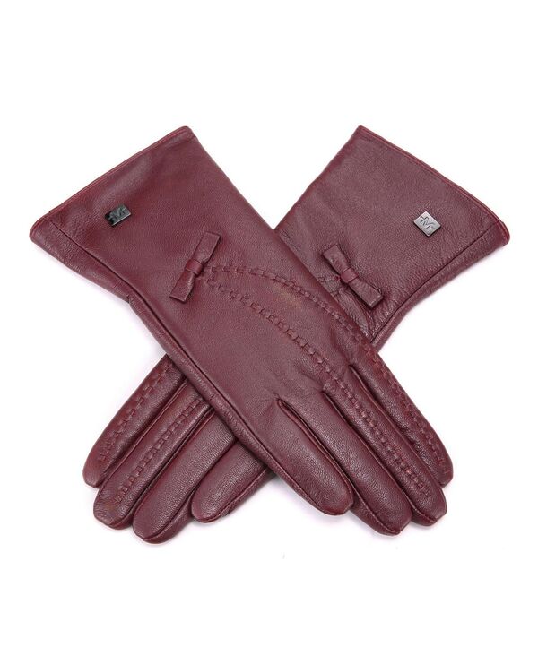 yz ~I}I fB[X  ANZT[ Women's Bow and Stitch Touchscreen Sheepskin Gloves Burgundy