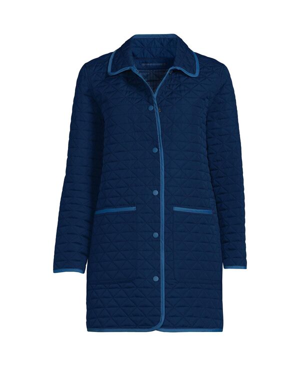 【送料無料】 ランズエンド レディース ジャケット ブルゾン アウター Women 039 s Petite Insulated Reversible Barn Coat Deep sea navy/blue check