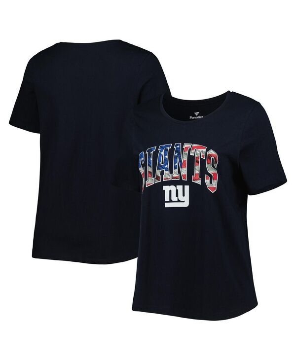 yz t@ieBNX fB[X TVc gbvX Women's Branded Navy New York Giants Plus Size Banner Wave V-Neck T-shirt Navy