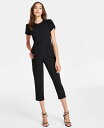 【送料無料】 カルバンクライン レディース ジャンプスーツ トップス Women's Tie-Waist Tulip-Sleeve Jumpsuit Black