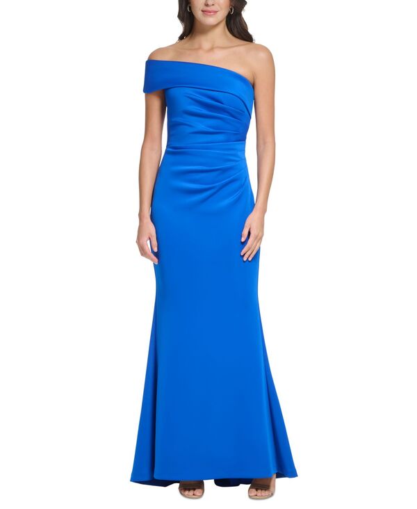 ̵ ꥶ ǥ ԡ ȥåץ Women's Asymmetric-Neck Side-Pleat Scuba Gown Cob...